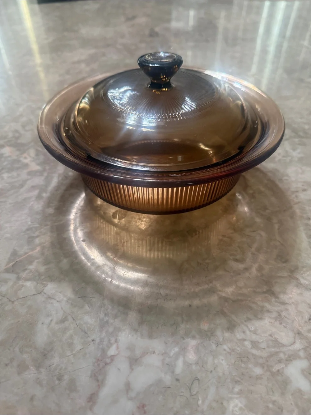 Corningware Visions Amber-Tone Ribbed Glass Casserole Dish